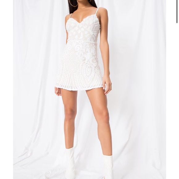 Superdown White Sparkle Mini Dress - Picture 4 of 4